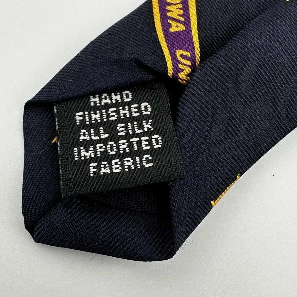 University of Northern Iowa UNI 100% Silk Necktie Schreter Navy Purple Gold